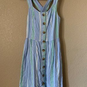 Blue/Green Striped Mini Dress